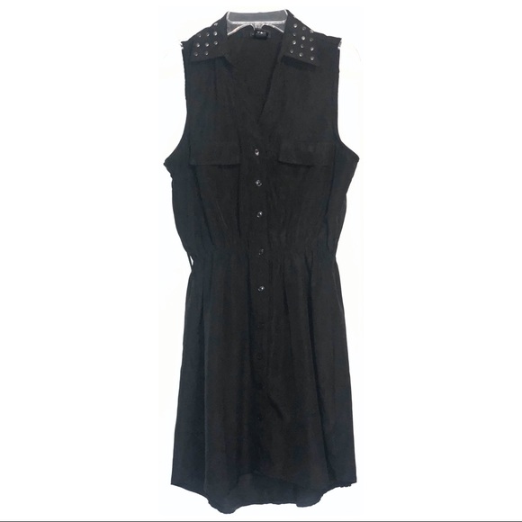 Black Light Summer Dress Button-down, Studded - Picture 1 of 4